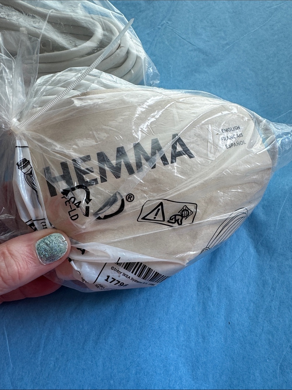 IKEA HEMMA 101.758.10 White Pendant Lamp Cord Set 15’5” New Old Stock